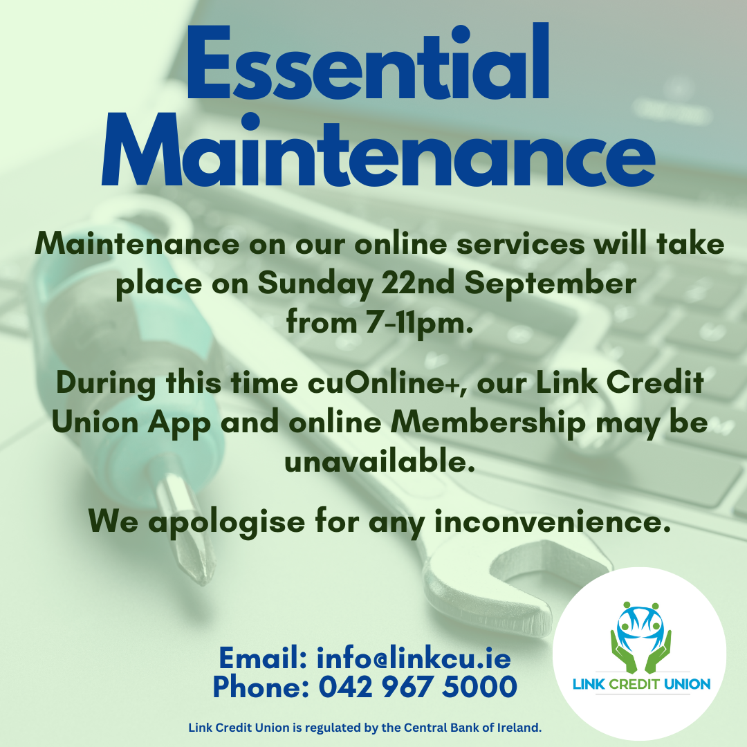 Maintenance on online services Sunday 22nd September, 7-11pm